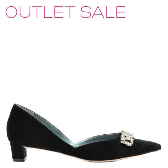NEW FRANCES VALENTINE women's paula velvet mini block heel in black